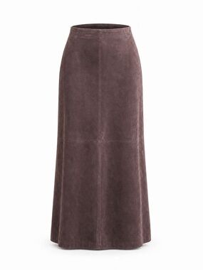 Genuine Suede Maxi Skirt Chocolate Brown Size 8 Margaret Godfrey